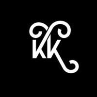 kk design de logotipo de carta em fundo preto. kk conceito de logotipo de letra de iniciais criativas. kk design de letras. kk design de letra branca sobre fundo preto. kk, logo kk vetor