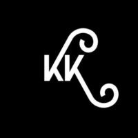 kk design de logotipo de carta em fundo preto. kk conceito de logotipo de letra de iniciais criativas. kk design de letras. kk design de letra branca sobre fundo preto. kk, logo kk vetor