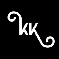 kk design de logotipo de carta em fundo preto. kk conceito de logotipo de letra de iniciais criativas. kk design de letras. kk design de letra branca sobre fundo preto. kk, logo kk vetor