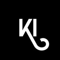 design de logotipo de letra ki em fundo preto. ki conceito de logotipo de letra de iniciais criativas. desenho de letras ki. ki desenho de letra branca sobre fundo preto. ki, logotipo ki vetor