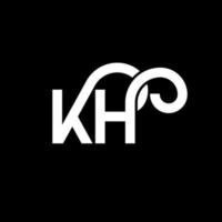 kh design de logotipo de letra em fundo preto. kh conceito de logotipo de letra de iniciais criativas. projeto de letra kh. kh design de letra branca sobre fundo preto. kh, kh logotipo vetor