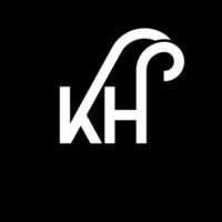 kh design de logotipo de letra em fundo preto. kh conceito de logotipo de letra de iniciais criativas. projeto de letra kh. kh design de letra branca sobre fundo preto. kh, kh logotipo vetor