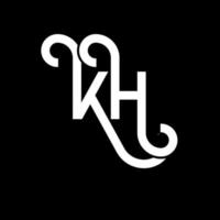 kh design de logotipo de letra em fundo preto. kh conceito de logotipo de letra de iniciais criativas. projeto de letra kh. kh design de letra branca sobre fundo preto. kh, kh logotipo vetor