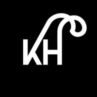 kh design de logotipo de letra em fundo preto. kh conceito de logotipo de letra de iniciais criativas. projeto de letra kh. kh design de letra branca sobre fundo preto. kh, kh logotipo vetor