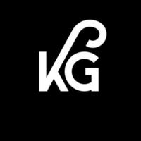 kg carta logotipo design em fundo preto. kg conceito de logotipo de letra de iniciais criativas. kg design de letras. kg design de letra branca sobre fundo preto. kg, logotipo kg vetor