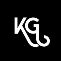 kg carta logotipo design em fundo preto. kg conceito de logotipo de letra de iniciais criativas. kg design de letras. kg design de letra branca sobre fundo preto. kg, logotipo kg vetor