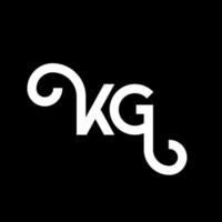 kg carta logotipo design em fundo preto. kg conceito de logotipo de letra de iniciais criativas. kg design de letras. kg design de letra branca sobre fundo preto. kg, logotipo kg vetor