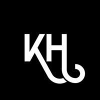 kh design de logotipo de letra em fundo preto. kh conceito de logotipo de letra de iniciais criativas. projeto de letra kh. kh design de letra branca sobre fundo preto. kh, kh logotipo vetor