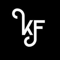 kf carta logotipo design em fundo preto. conceito de logotipo de letra de iniciais criativas kf. design de letra kf. kf desenho de letra branca sobre fundo preto. kf, logotipo kf vetor