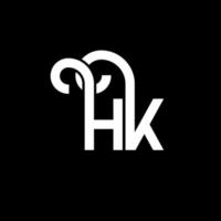 design de logotipo de letra hk em fundo preto. hk conceito de logotipo de letra de iniciais criativas. hh design de letras. hk design de letra branca sobre fundo preto. hk, logotipo hk vetor