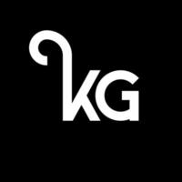 kg carta logotipo design em fundo preto. kg conceito de logotipo de letra de iniciais criativas. kg design de letras. kg design de letra branca sobre fundo preto. kg, logotipo kg vetor