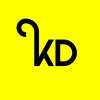 design de logotipo de letra kd em fundo preto. conceito de logotipo de letra de iniciais criativas kd. design de letra kd. kd desenho de letra branca sobre fundo preto. kd, logotipo kd vetor