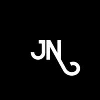 design de logotipo de carta jn em fundo preto. conceito de logotipo de letra de iniciais criativas jn. projeto de letra jn. jn design de letra branca sobre fundo preto. jn, logotipo jn vetor