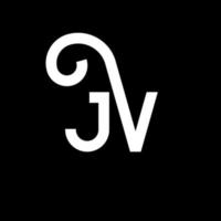 design de logotipo de carta jv em fundo preto. conceito de logotipo de letra de iniciais criativas jv. projeto de letra jv. jv design de letra branca sobre fundo preto. jv, logotipo jv vetor