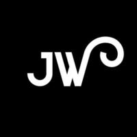 design de logotipo de letra jw em fundo preto. conceito de logotipo de letra de iniciais criativas jw. jw design de letras. jw desenho de letras brancas sobre fundo preto. jw, logotipo jw vetor