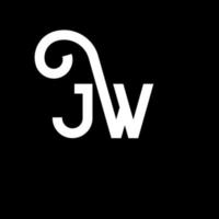 design de logotipo de letra jw em fundo preto. conceito de logotipo de letra de iniciais criativas jw. jw design de letras. jw desenho de letras brancas sobre fundo preto. jw, logotipo jw vetor