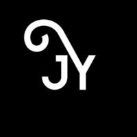 design de logotipo de carta jy em fundo preto. jy conceito de logotipo de letra de iniciais criativas. projeto de letra jy. jy design de letra branca sobre fundo preto. jy, logotipo jy vetor