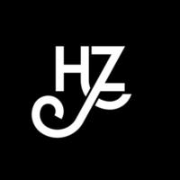 design de logotipo de carta hz em fundo preto. hz conceito de logotipo de letra de iniciais criativas. design de letra hz. hz design de letra branca sobre fundo preto. hz, logotipo hz vetor