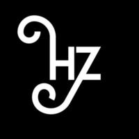 design de logotipo de carta hz em fundo preto. hz conceito de logotipo de letra de iniciais criativas. design de letra hz. hz design de letra branca sobre fundo preto. hz, logotipo hz vetor