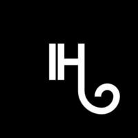 design de logotipo de letra ih em fundo preto. ih conceito de logotipo de letra de iniciais criativas. ih design de letras. ih desenho de letra branca sobre fundo preto. ih, ih logotipo vetor