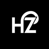 design de logotipo de carta hz em fundo preto. hz conceito de logotipo de letra de iniciais criativas. design de letra hz. hz design de letra branca sobre fundo preto. hz, logotipo hz vetor