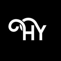 hy carta design de logotipo em fundo preto. hy conceito de logotipo de letra de iniciais criativas. hy design de letras. hy design de letra branca sobre fundo preto. oi, oi logotipo vetor