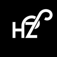 design de logotipo de carta hz em fundo preto. hz conceito de logotipo de letra de iniciais criativas. design de letra hz. hz design de letra branca sobre fundo preto. hz, logotipo hz vetor