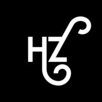 design de logotipo de carta hz em fundo preto. hz conceito de logotipo de letra de iniciais criativas. design de letra hz. hz design de letra branca sobre fundo preto. hz, logotipo hz vetor