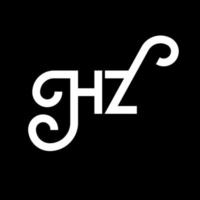 design de logotipo de carta hz em fundo preto. hz conceito de logotipo de letra de iniciais criativas. design de letra hz. hz design de letra branca sobre fundo preto. hz, logotipo hz vetor