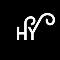 hy carta design de logotipo em fundo preto. hy conceito de logotipo de letra de iniciais criativas. hy design de letras. hy design de letra branca sobre fundo preto. oi, oi logotipo vetor