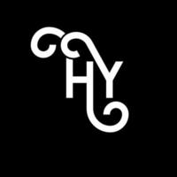 hy carta design de logotipo em fundo preto. hy conceito de logotipo de letra de iniciais criativas. hy design de letras. hy design de letra branca sobre fundo preto. oi, oi logotipo vetor