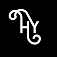 hy carta design de logotipo em fundo preto. hy conceito de logotipo de letra de iniciais criativas. hy design de letras. hy design de letra branca sobre fundo preto. oi, oi logotipo vetor