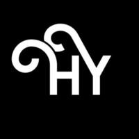 hy carta design de logotipo em fundo preto. hy conceito de logotipo de letra de iniciais criativas. hy design de letras. hy design de letra branca sobre fundo preto. oi, oi logotipo vetor