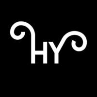 hy carta design de logotipo em fundo preto. hy conceito de logotipo de letra de iniciais criativas. hy design de letras. hy design de letra branca sobre fundo preto. oi, oi logotipo vetor