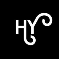 hy carta design de logotipo em fundo preto. hy conceito de logotipo de letra de iniciais criativas. hy design de letras. hy design de letra branca sobre fundo preto. oi, oi logotipo vetor