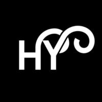 hy carta design de logotipo em fundo preto. hy conceito de logotipo de letra de iniciais criativas. hy design de letras. hy design de letra branca sobre fundo preto. oi, oi logotipo vetor