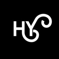 hy carta design de logotipo em fundo preto. hy conceito de logotipo de letra de iniciais criativas. hy design de letras. hy design de letra branca sobre fundo preto. oi, oi logotipo vetor