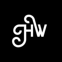 hw carta design de logotipo em fundo preto. hw conceito de logotipo de letra de iniciais criativas. hw design de letras. hw design de letra branca sobre fundo preto. hw, hw logotipo vetor