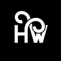 hw carta design de logotipo em fundo preto. hw conceito de logotipo de letra de iniciais criativas. hw design de letras. hw design de letra branca sobre fundo preto. hw, hw logotipo vetor