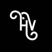 design de logotipo de carta hv em fundo preto. conceito de logotipo de letra de iniciais criativas hv. design de letra hv. Hv design de letra branca sobre fundo preto. hv, logotipo hv vetor