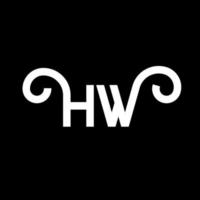 hw carta design de logotipo em fundo preto. hw conceito de logotipo de letra de iniciais criativas. hw design de letras. hw design de letra branca sobre fundo preto. hw, hw logotipo vetor