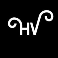 design de logotipo de carta hv em fundo preto. conceito de logotipo de letra de iniciais criativas hv. design de letra hv. Hv design de letra branca sobre fundo preto. hv, logotipo hv vetor