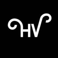 design de logotipo de carta hv em fundo preto. conceito de logotipo de letra de iniciais criativas hv. design de letra hv. Hv design de letra branca sobre fundo preto. hv, logotipo hv vetor