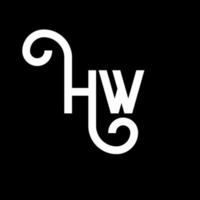 hw carta design de logotipo em fundo preto. hw conceito de logotipo de letra de iniciais criativas. hw design de letras. hw design de letra branca sobre fundo preto. hw, hw logotipo vetor