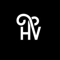 design de logotipo de carta hv em fundo preto. conceito de logotipo de letra de iniciais criativas hv. design de letra hv. Hv design de letra branca sobre fundo preto. hv, logotipo hv vetor