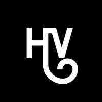 design de logotipo de carta hv em fundo preto. conceito de logotipo de letra de iniciais criativas hv. design de letra hv. Hv design de letra branca sobre fundo preto. hv, logotipo hv vetor