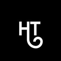 design de logotipo de letra ht em fundo preto. ht conceito de logotipo de letra de iniciais criativas. design de letra ht. ht design de letra branca sobre fundo preto. ht, logo ht vetor