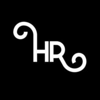 design de logotipo de carta hr em fundo preto. conceito de logotipo de letra de iniciais criativas hr. design de letra hr. hr design de letra branca sobre fundo preto. hora, logotipo da hora vetor