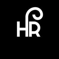 design de logotipo de carta hr em fundo preto. conceito de logotipo de letra de iniciais criativas hr. design de letra hr. hr design de letra branca sobre fundo preto. hora, logotipo da hora vetor