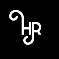 design de logotipo de carta hr em fundo preto. conceito de logotipo de letra de iniciais criativas hr. design de letra hr. hr design de letra branca sobre fundo preto. hora, logotipo da hora vetor